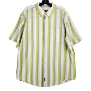 Vintage CHAPS DENIM Ralph Lauren Shirt Mens XL Green White Striped Button Up